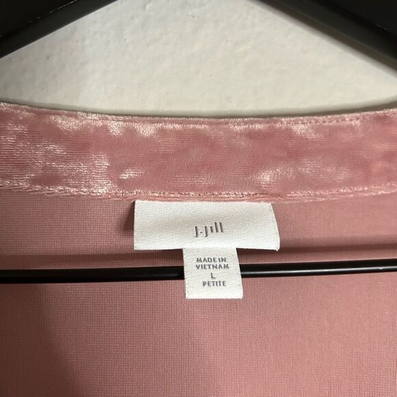 J. Jill Dusty Pink Velour V Neck Long Sleeve Size L Petite - Picture 6 of 8